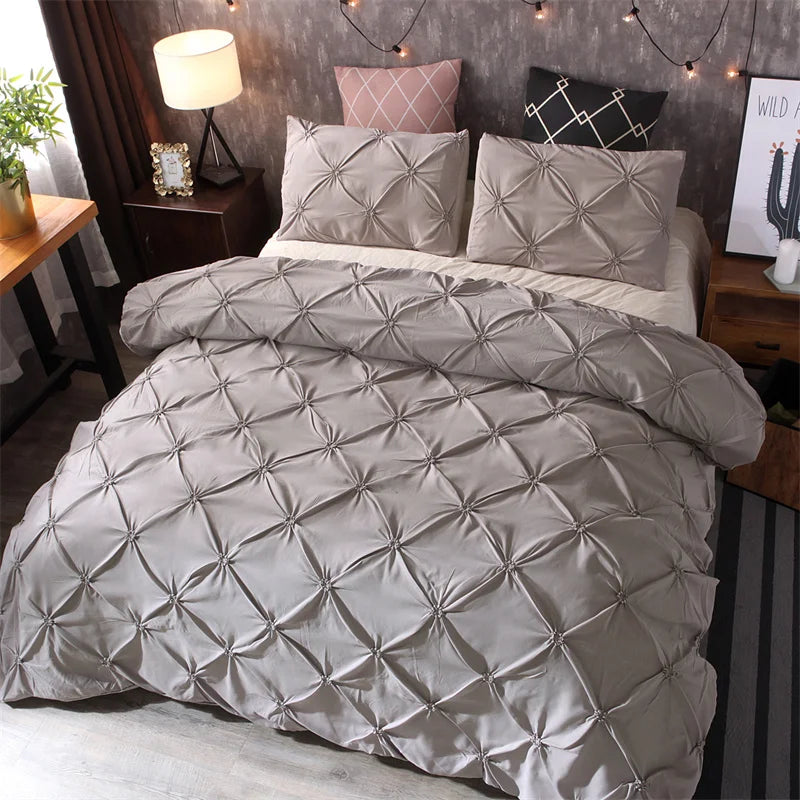 CasaLumora Pintuck 3-Piece Duvet Cover Set – Soft Bedding with Pillowcases, Without Comforter, Perfect for Bedroom Décor