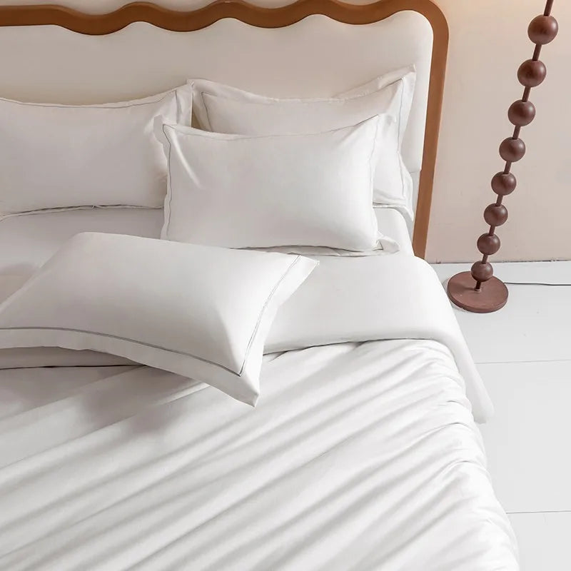 CasaLumora 1000TC Egyptian Cotton White Duvet Cover Set – Soft, Breathable Bedding with Silver Embroidery Border (1 Duvet Cover + 2 Pillow Shams)