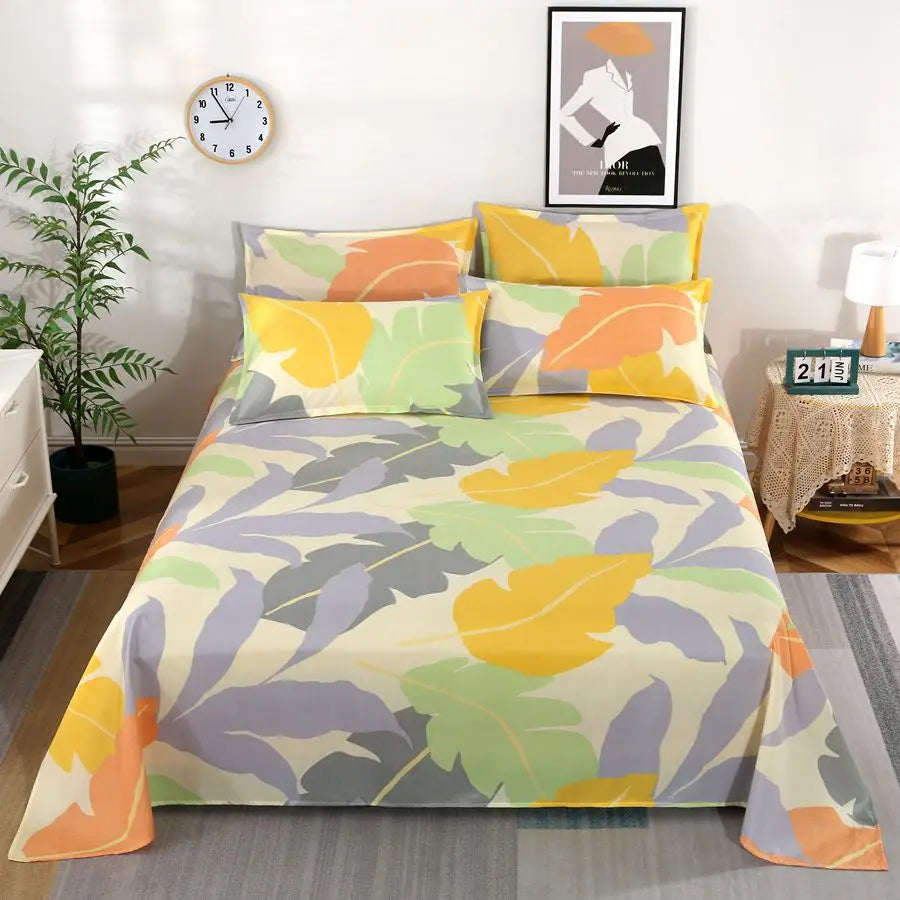 Modern Flat Bed Sheet – Home Textile Polyester Cotton Bedspread, Single to King (No Pillow Covers)