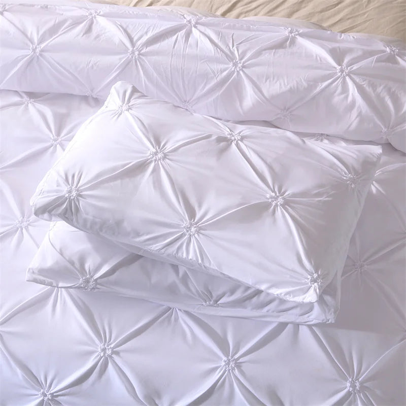 CasaLumora Pintuck 3-Piece Duvet Cover Set – Soft Bedding with Pillowcases, Without Comforter, Perfect for Bedroom Décor