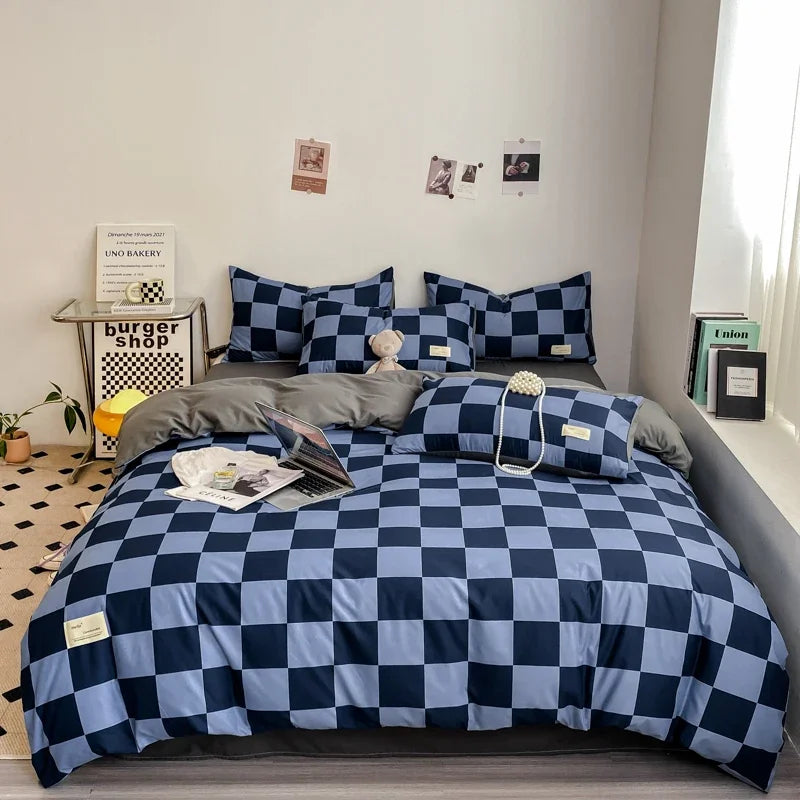CasaLumora Black and White Plaid Duvet Cover Set – Soft Geometric Grid Bedding with 2 Pillowcases