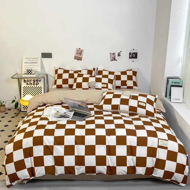 CasaLumora Black and White Plaid Duvet Cover Set – Soft Geometric Grid Bedding with 2 Pillowcases