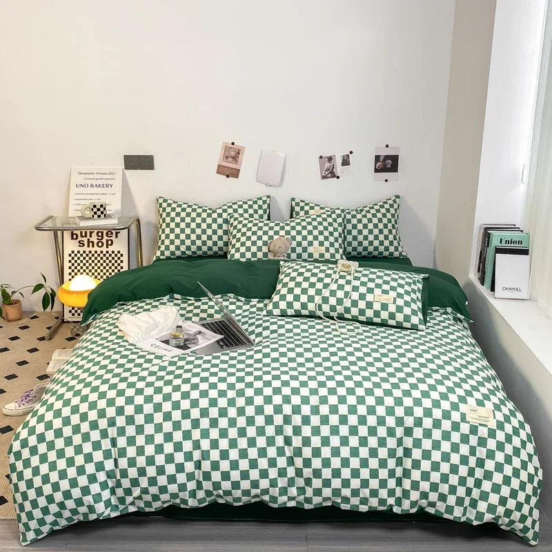 CasaLumora Black and White Plaid Duvet Cover Set – Soft Geometric Grid Bedding with 2 Pillowcases