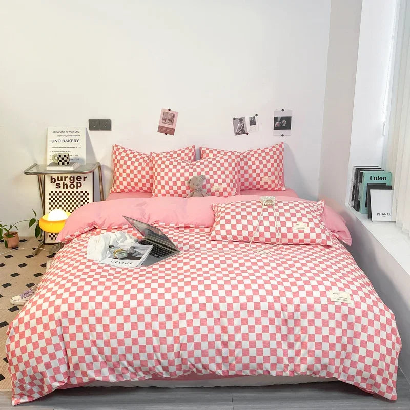 CasaLumora Black and White Plaid Duvet Cover Set – Soft Geometric Grid Bedding with 2 Pillowcases