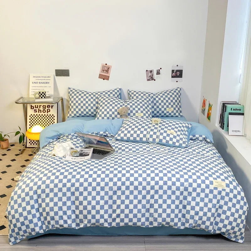 CasaLumora Black and White Plaid Duvet Cover Set – Soft Geometric Grid Bedding with 2 Pillowcases