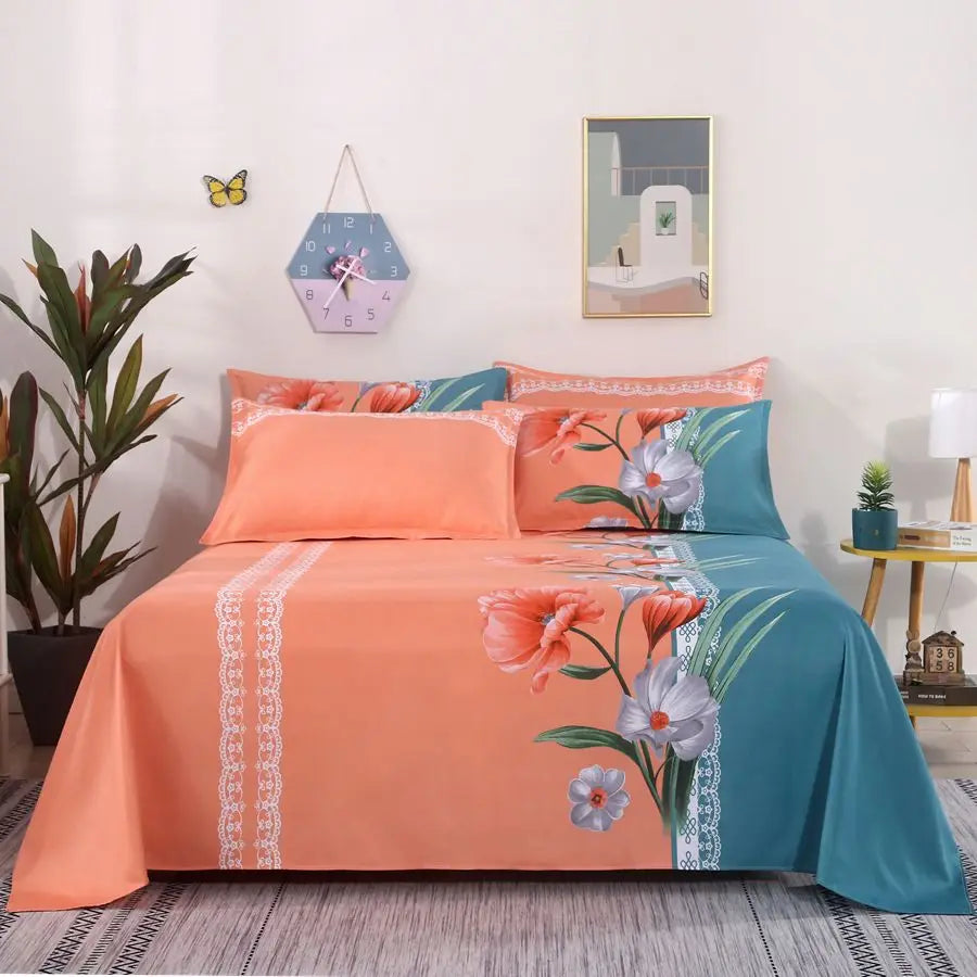 Modern Flat Bed Sheet – Home Textile Polyester Cotton Bedspread, Single to King (No Pillow Covers)