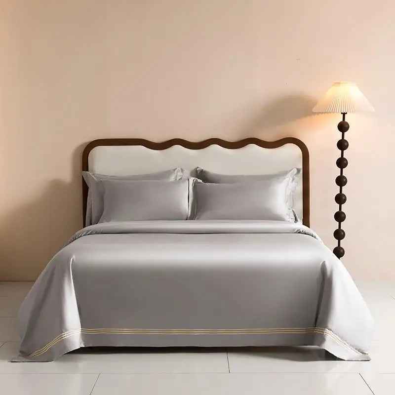 CasaLumora 1000TC Egyptian Cotton White Duvet Cover Set – Soft, Breathable Bedding with Silver Embroidery Border (1 Duvet Cover + 2 Pillow Shams)