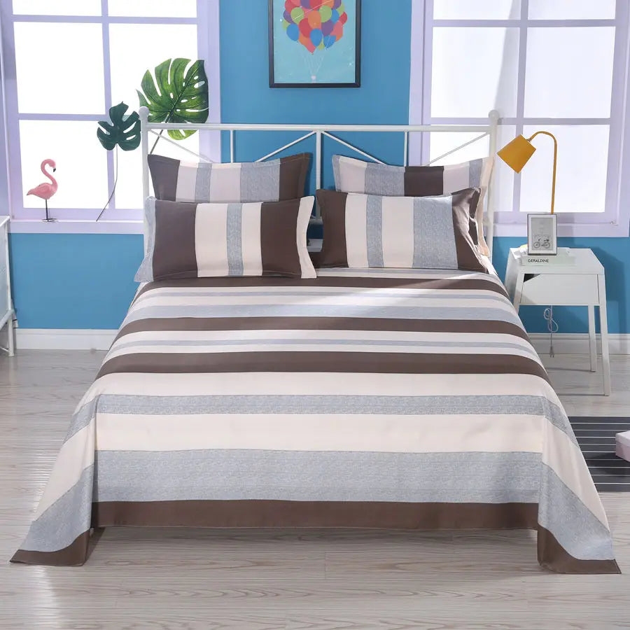 Modern Flat Bed Sheet – Home Textile Polyester Cotton Bedspread, Single to King (No Pillow Covers)