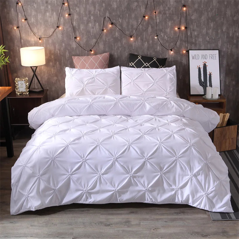 CasaLumora Pintuck 3-Piece Duvet Cover Set – Soft Bedding with Pillowcases, Without Comforter, Perfect for Bedroom Décor