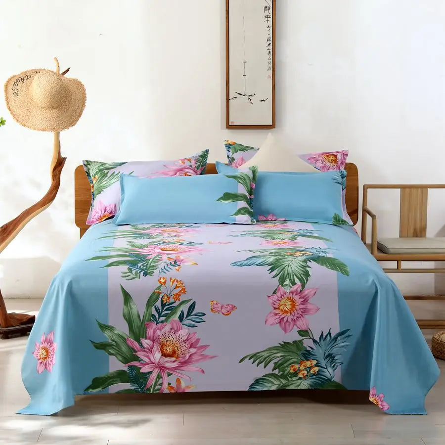 Modern Flat Bed Sheet – Home Textile Polyester Cotton Bedspread, Single to King (No Pillow Covers)