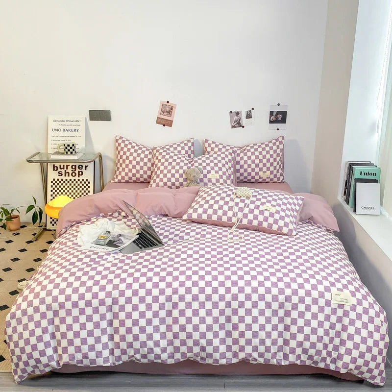 CasaLumora Black and White Plaid Duvet Cover Set – Soft Geometric Grid Bedding with 2 Pillowcases