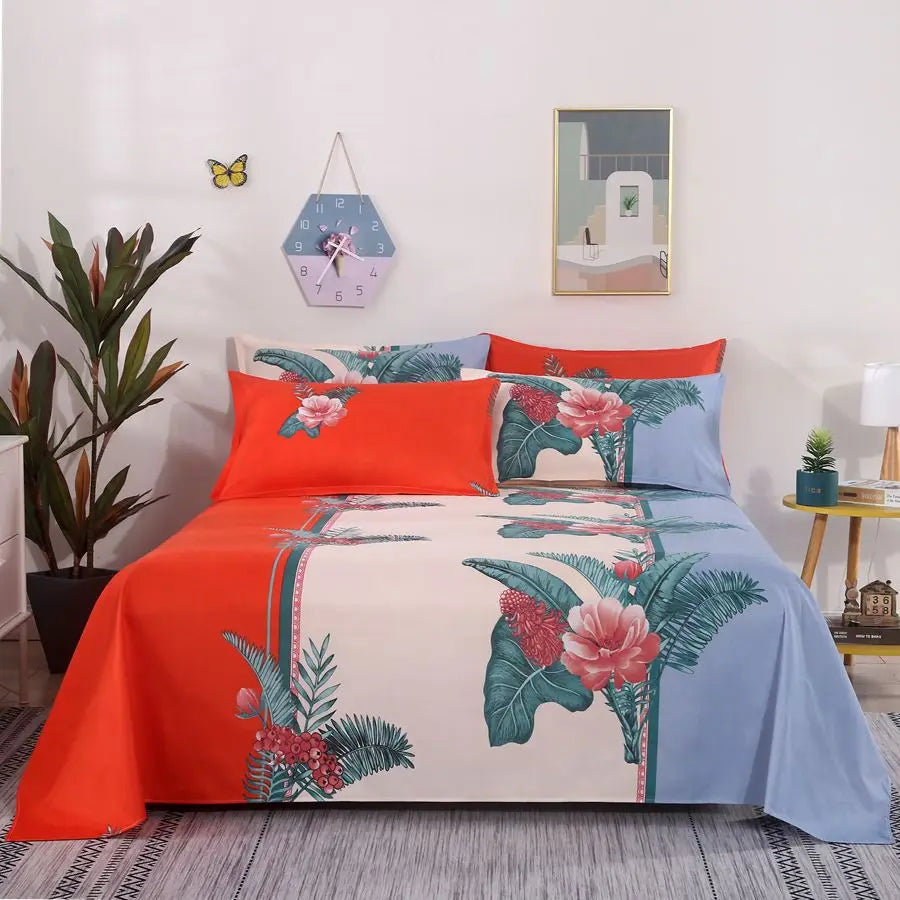 Modern Flat Bed Sheet – Home Textile Polyester Cotton Bedspread, Single to King (No Pillow Covers)