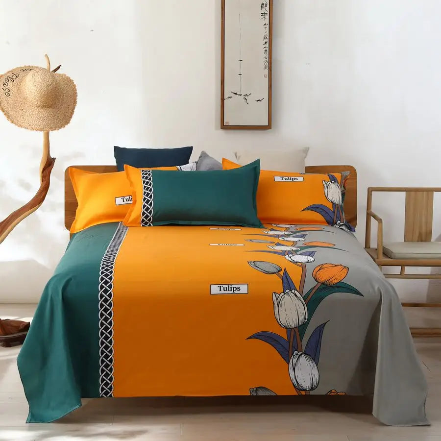 Modern Flat Bed Sheet – Home Textile Polyester Cotton Bedspread, Single to King (No Pillow Covers)