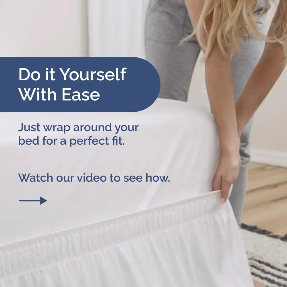 CasaLumora Easy-Care Ruffled Bed Skirt – Microfiber, Drop Length in White, Black, Grey, Wrinkle-Free for Dorm or Home