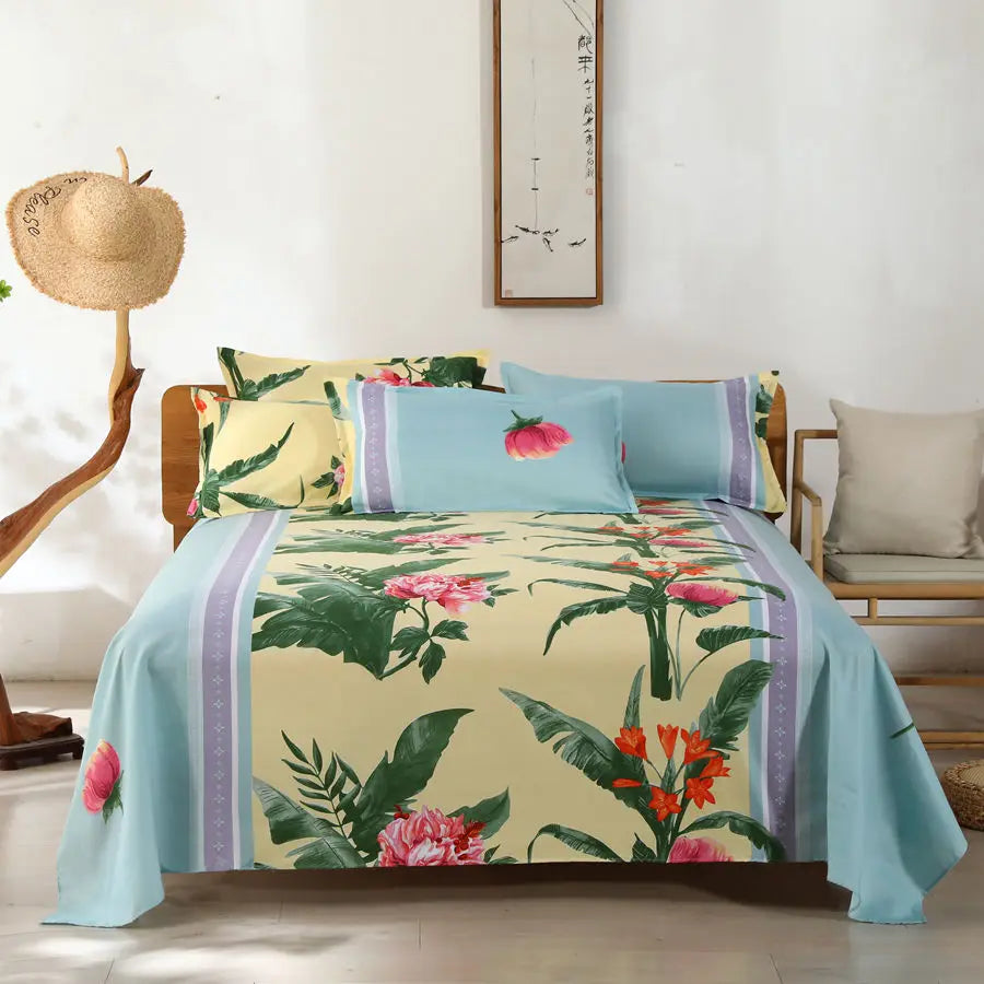 Modern Flat Bed Sheet – Home Textile Polyester Cotton Bedspread, Single to King (No Pillow Covers)