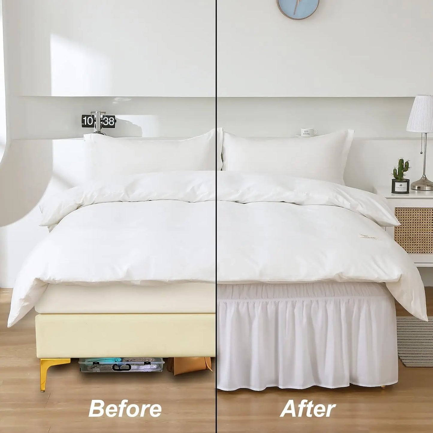 CasaLumora Easy-Care Ruffled Bed Skirt – Microfiber, Drop Length in White, Black, Grey, Wrinkle-Free for Dorm or Home