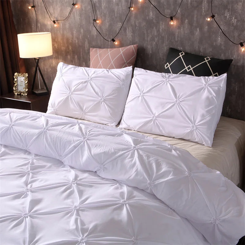 CasaLumora Pintuck 3-Piece Duvet Cover Set – Soft Bedding with Pillowcases, Without Comforter, Perfect for Bedroom Décor