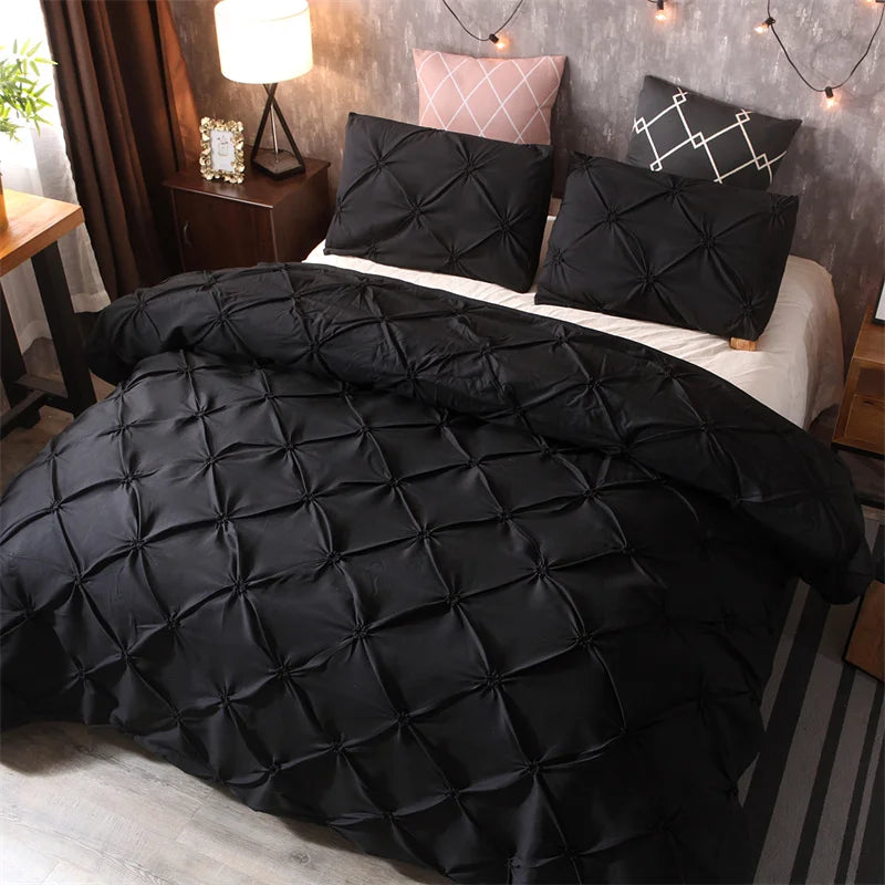 CasaLumora Pintuck 3-Piece Duvet Cover Set – Soft Bedding with Pillowcases, Without Comforter, Perfect for Bedroom Décor