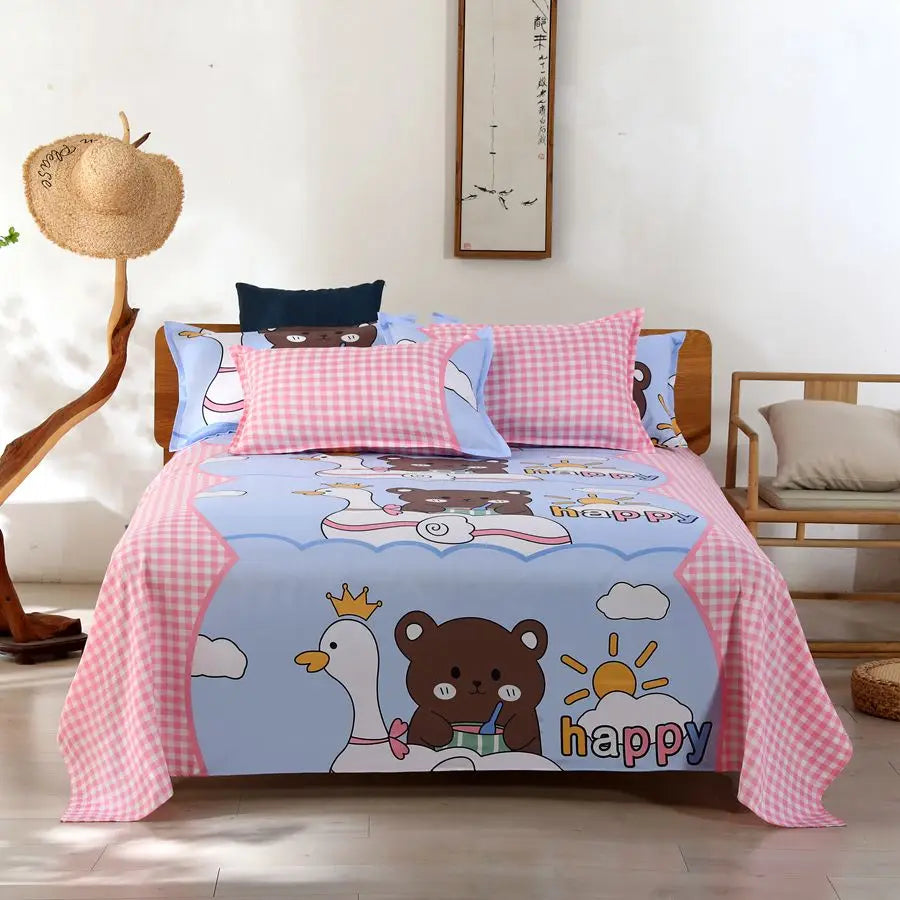 Modern Flat Bed Sheet – Home Textile Polyester Cotton Bedspread, Single to King (No Pillow Covers)