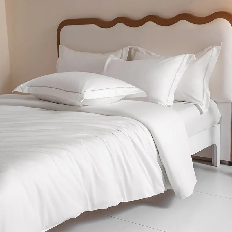 CasaLumora 1000TC Egyptian Cotton White Duvet Cover Set – Soft, Breathable Bedding with Silver Embroidery Border (1 Duvet Cover + 2 Pillow Shams)