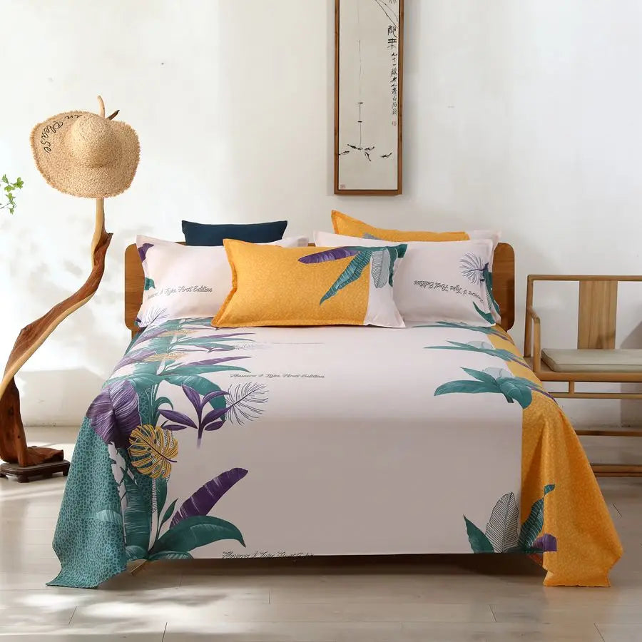Modern Flat Bed Sheet – Home Textile Polyester Cotton Bedspread, Single to King (No Pillow Covers)