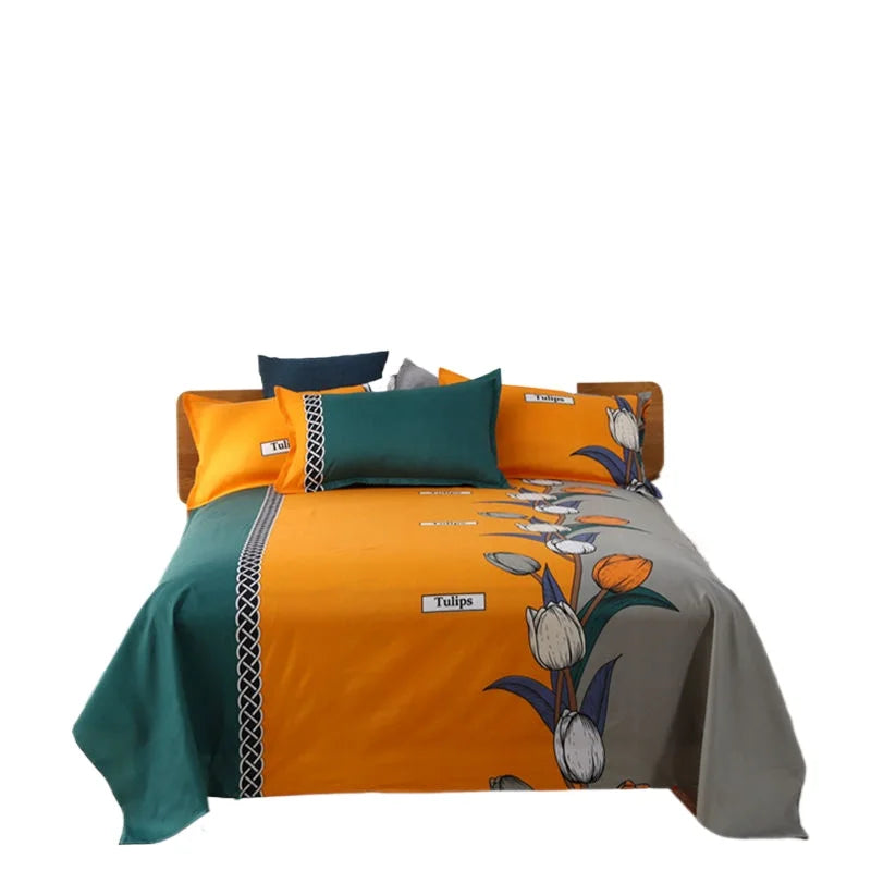 Modern Flat Bed Sheet – Home Textile Polyester Cotton Bedspread, Single to King (No Pillow Covers)