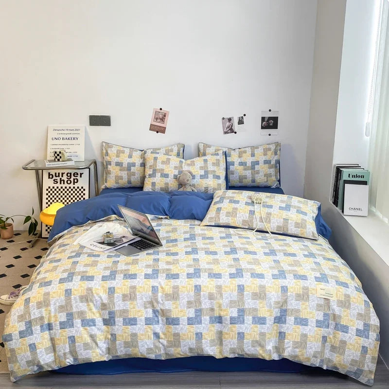 CasaLumora Black and White Plaid Duvet Cover Set – Soft Geometric Grid Bedding with 2 Pillowcases