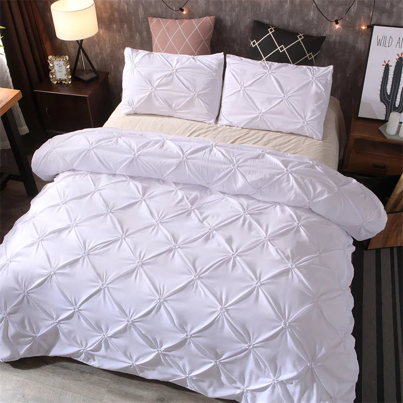 CasaLumora Pintuck 3-Piece Duvet Cover Set – Soft Bedding with Pillowcases, Without Comforter, Perfect for Bedroom Décor