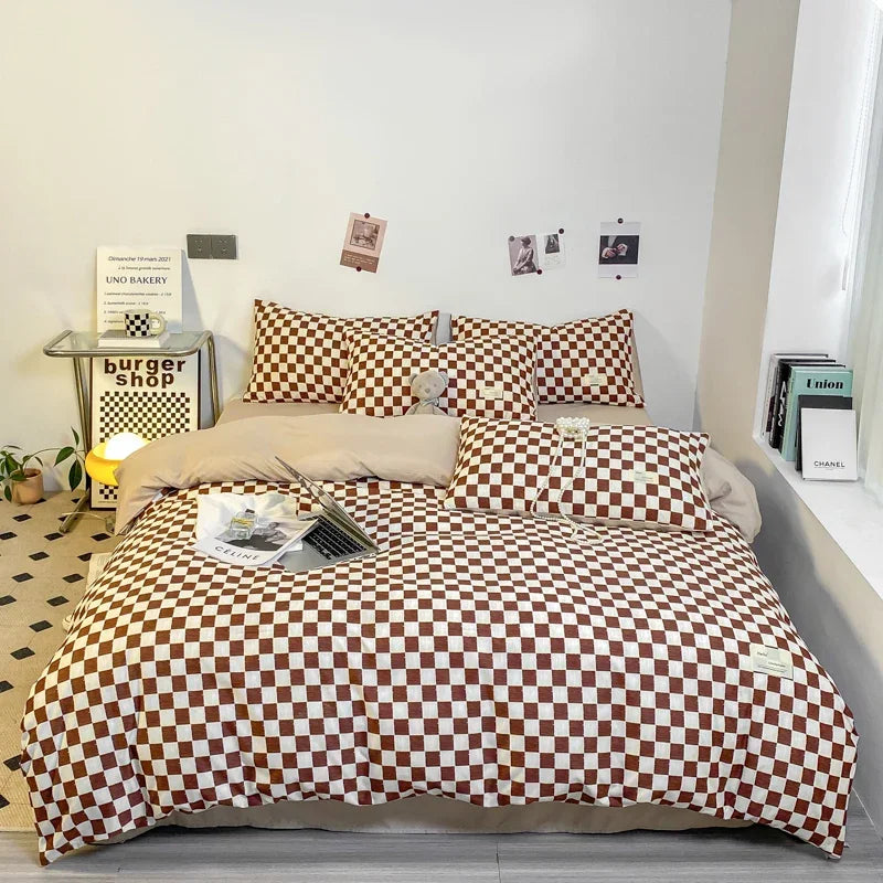 CasaLumora Black and White Plaid Duvet Cover Set – Soft Geometric Grid Bedding with 2 Pillowcases