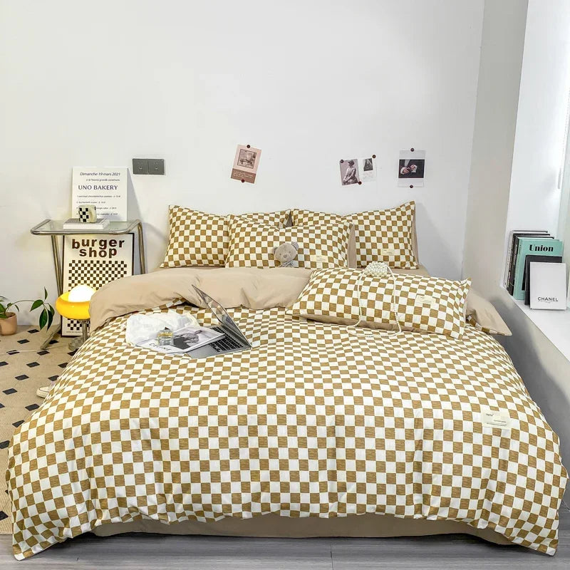 CasaLumora Black and White Plaid Duvet Cover Set – Soft Geometric Grid Bedding with 2 Pillowcases