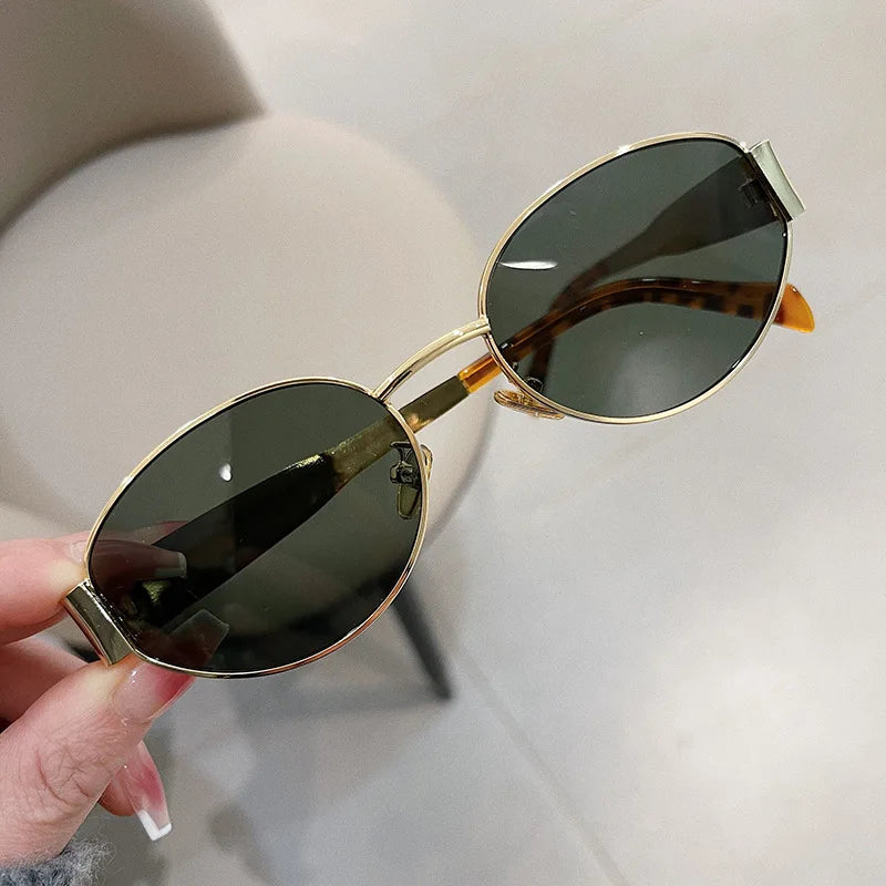 Fashion Oval Sunglasses Women Retro Trend Outdoor Metal Sun Glasses High Quality Classic Men Luxury Brand Eyewear UV400 Goggles