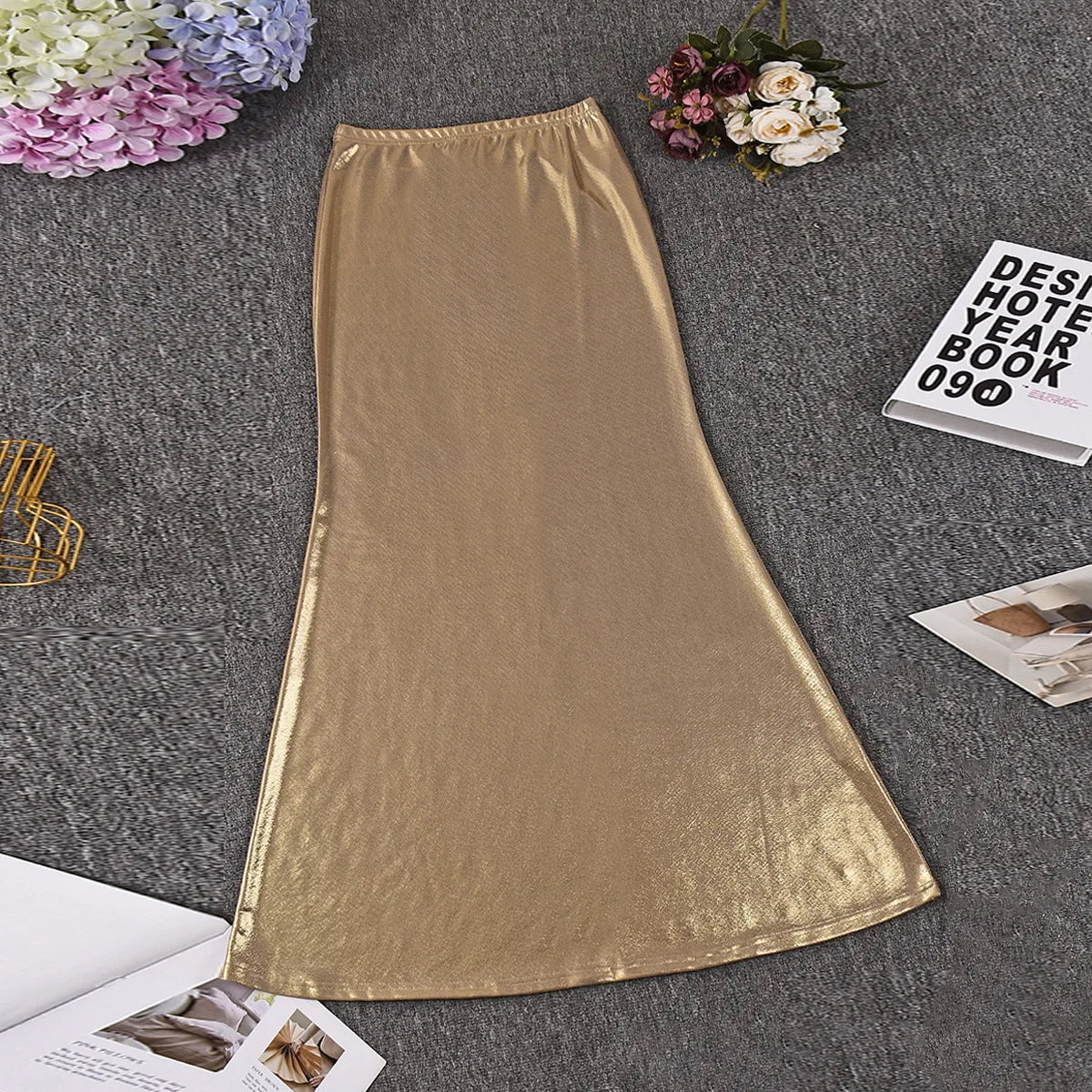 Special Supply for 2025  New Products AliExpress, Hot-selling Slim-fit Hip-wrapped Metal-colored   Fishtail Skirt Cw82093