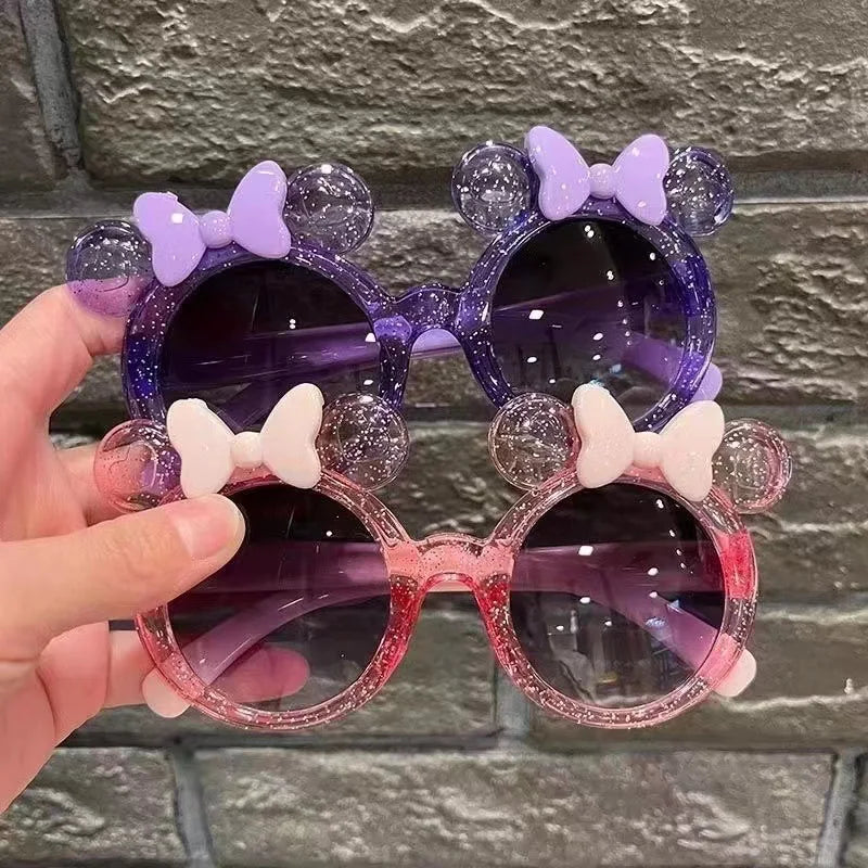 New Cute Crystal Bow Girls Children Sunglasses Fashion Trend Personalized Cartoon Sun Glasses Kids Shiny Eyewear