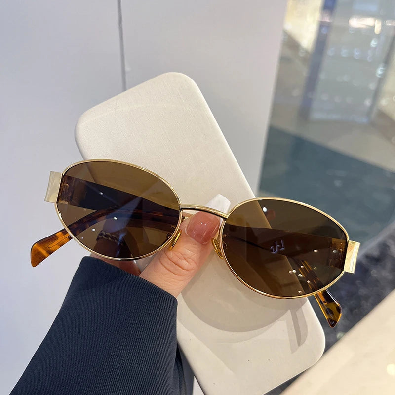 Fashion Oval Sunglasses Women Retro Trend Outdoor Metal Sun Glasses High Quality Classic Men Luxury Brand Eyewear UV400 Goggles