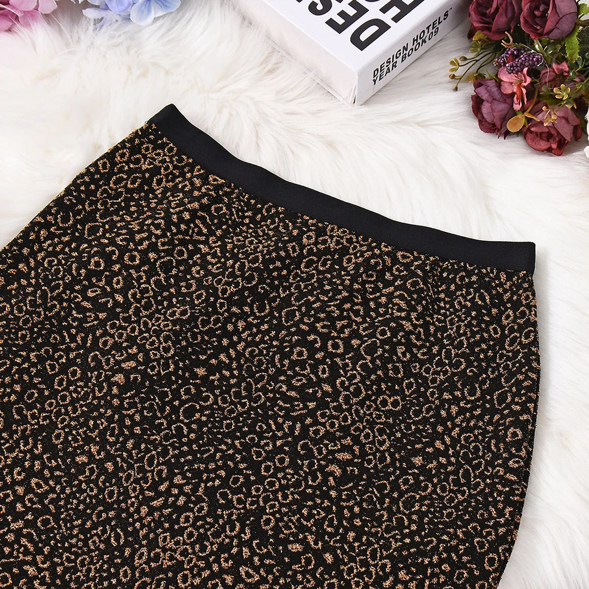 Cross-border 2025 autumn new product slim bag elastic hip bronzing leopard print European  American fishtail skirt women cw22543