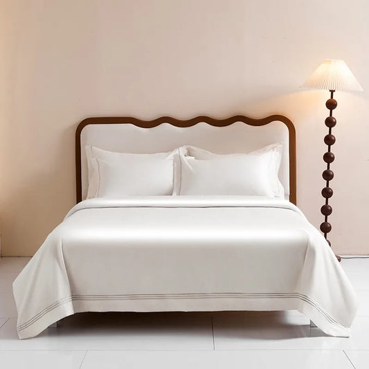 CasaLumora 1000TC Egyptian Cotton White Duvet Cover Set – Soft, Breathable Bedding with Silver Embroidery Border (1 Duvet Cover + 2 Pillow Shams)