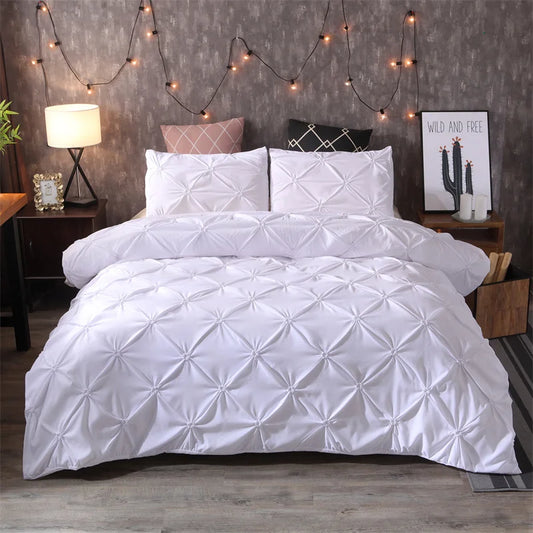 CasaLumora Pintuck 3-Piece Duvet Cover Set – Soft Bedding with Pillowcases, Without Comforter, Perfect for Bedroom Décor