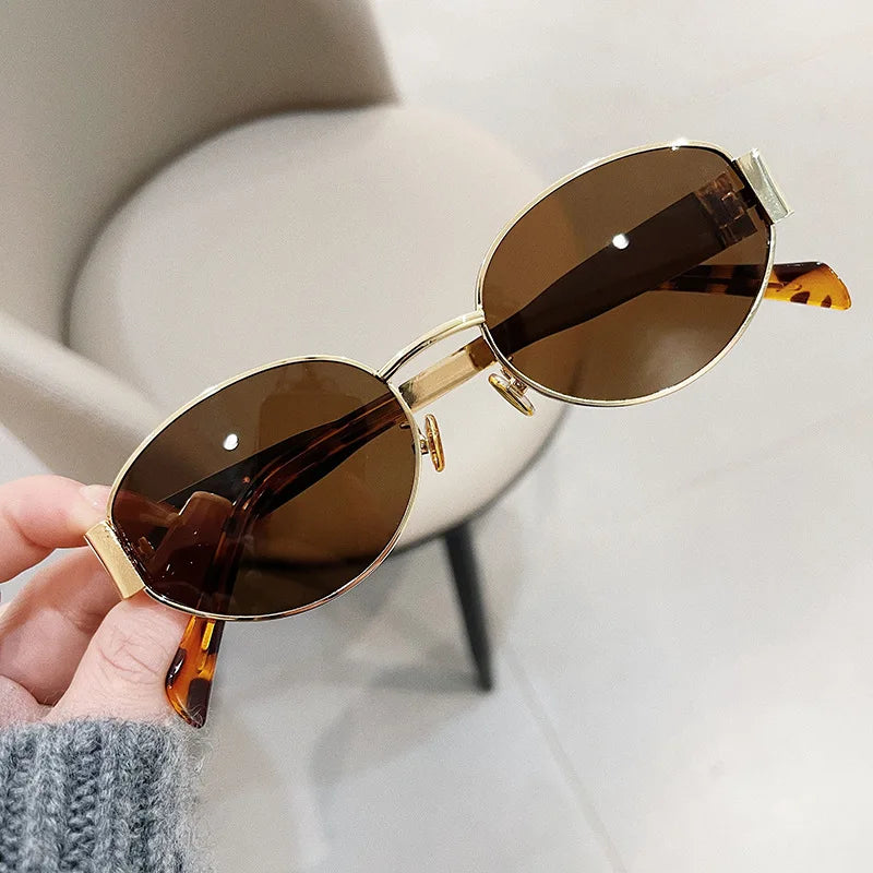 Fashion Oval Sunglasses Women Retro Trend Outdoor Metal Sun Glasses High Quality Classic Men Luxury Brand Eyewear UV400 Goggles