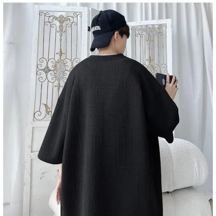 2025 3D Men's new Waffle TZ30 Summer Suit  Casual T-shirt + Shorts Suit Men's Tracksuit Solid color tracksuit loose suit