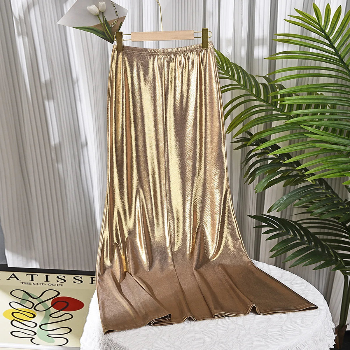 Special Supply for 2025  New Products AliExpress, Hot-selling Slim-fit Hip-wrapped Metal-colored   Fishtail Skirt Cw82093