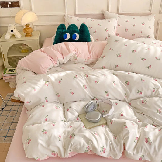 CasaLumora Floral 3-Piece Duvet Cover Set – Soft Bedding with 2 Pillowcases, Without Padding