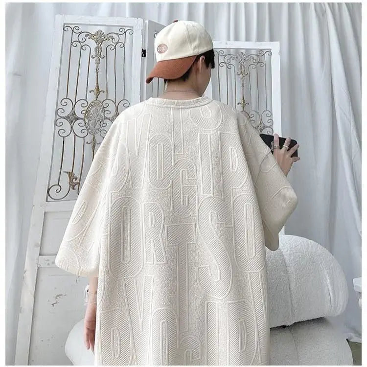 2025 3D Men's new Waffle TZ30 Summer Suit  Casual T-shirt + Shorts Suit Men's Tracksuit Solid color tracksuit loose suit