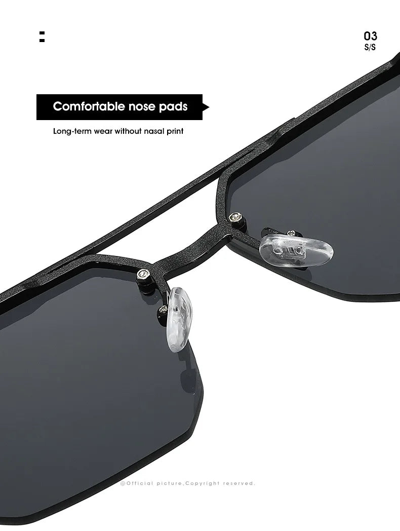 Men's Metal Sunglasses Square Half Frame Rice Nails Casual Trend Personality Retro Fashion Outdoor Sports Eyeglasses